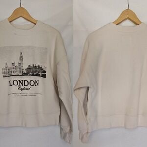 Abercrombie & Fitch Soft AF Travel London England‎ Graphic Sweatshirt Beige XS